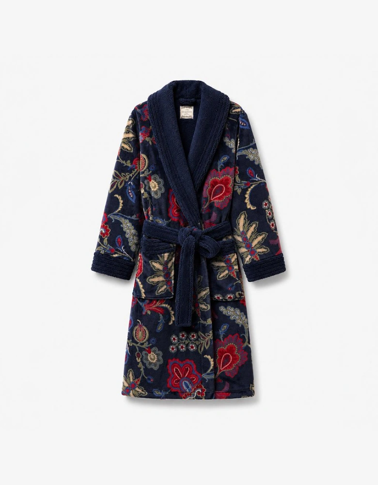 Joules Y97379 MATILDA Ladies Robe Navy Floral Womens Bathrobe Navy Floral