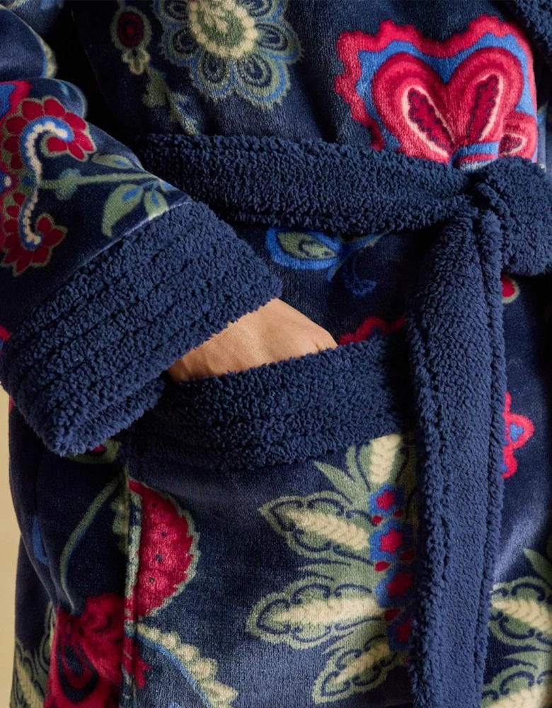 Joules Y97379 MATILDA Ladies Robe Navy Floral Womens Bathrobe Navy Floral