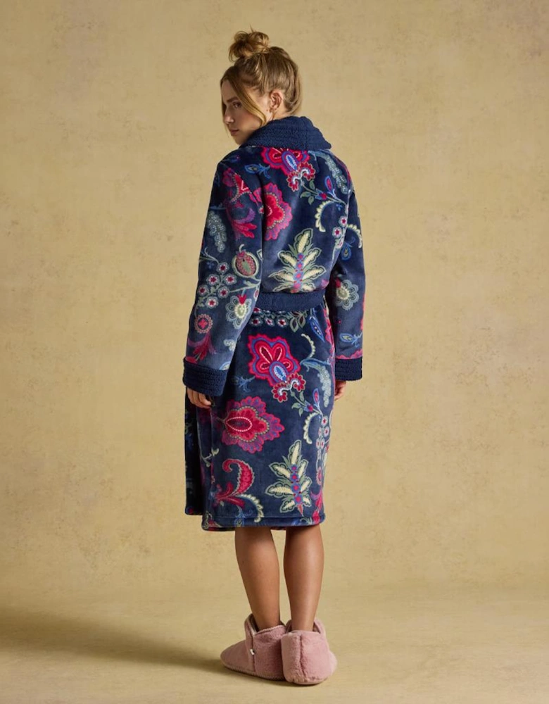 Joules Y97379 MATILDA Ladies Robe Navy Floral Womens Bathrobe Navy Floral