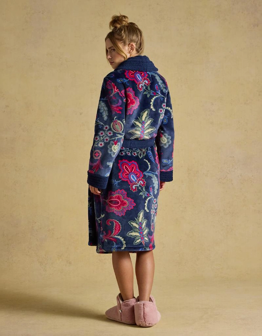 Joules Y97379 MATILDA Ladies Robe Navy Floral Womens Bathrobe Navy Floral