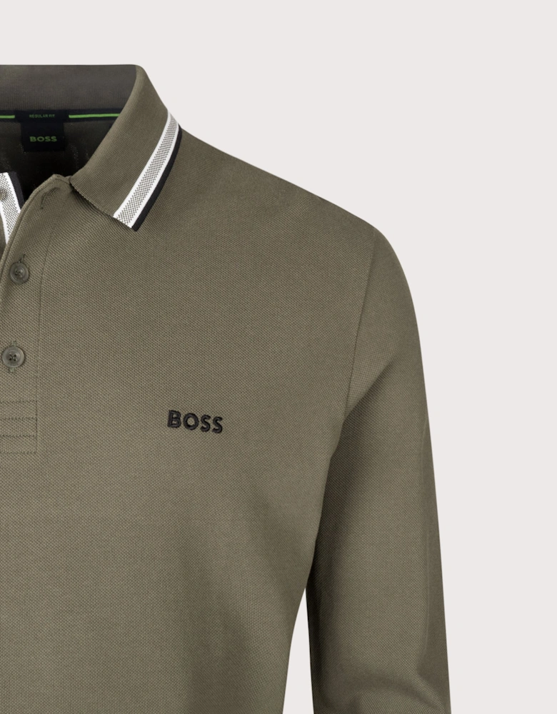 Regular Fit Plisy Long Sleeve Polo Shirt