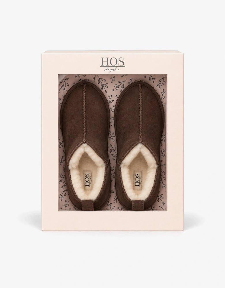 HOS Sheepskin TIA Womens Slipper Boots Espresso