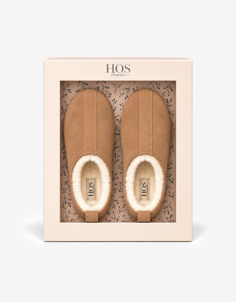 HOS Sheepskin PIXIE Womens Full Slippers Chestnut