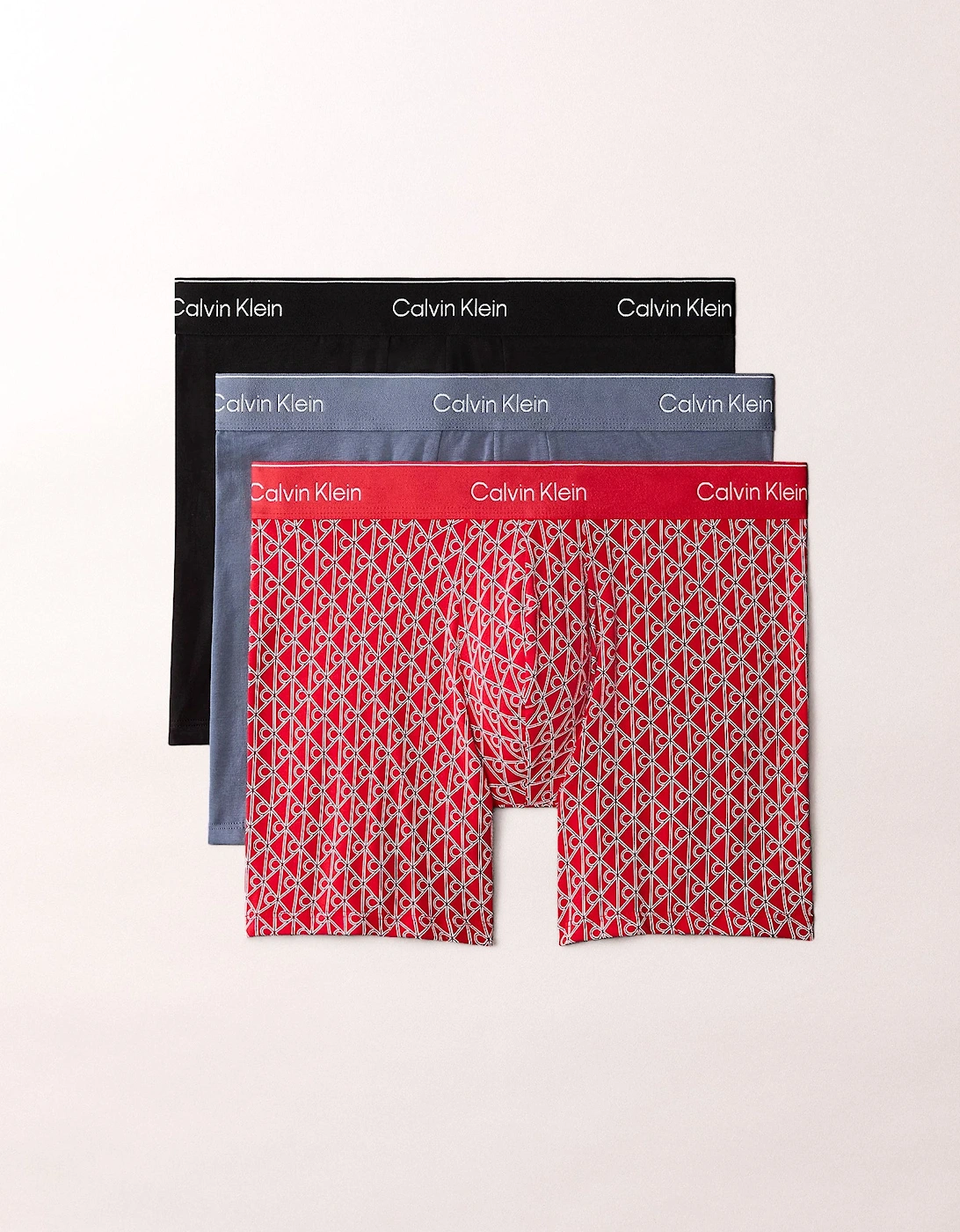 Men's Calvin Klein 3 Pack Icon Cotton Stretch Mens Boxer Briefs - Black/Prep Emblem Goji Berry/Grisai - Red - Size: 33/32/32