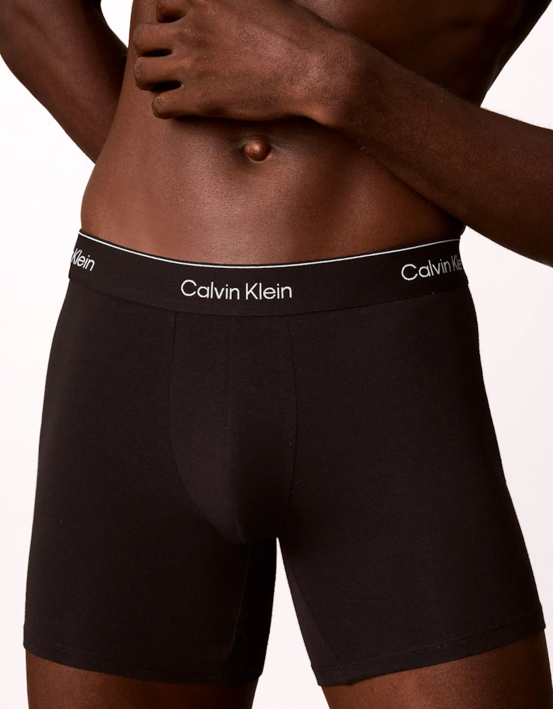 Calvin Klein 3 Pack Icon Cotton Stretch Mens Boxer Briefs - Black/Prep Emblem Goji Berry/Grisai