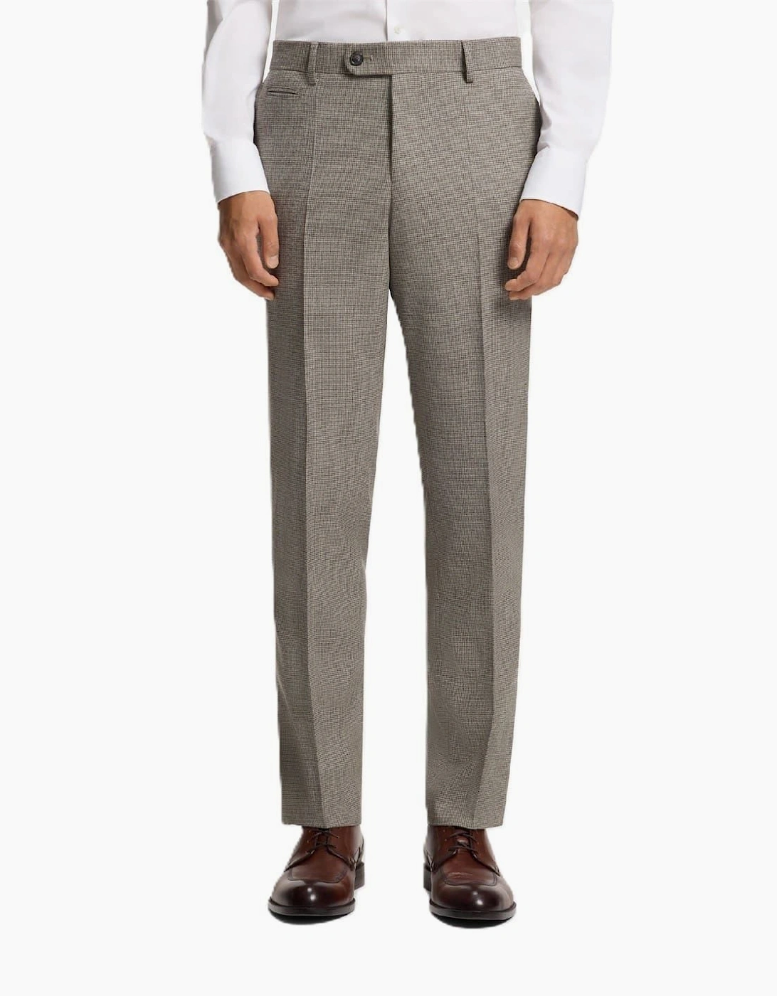 Houndstooth Patterned Straight Chinos