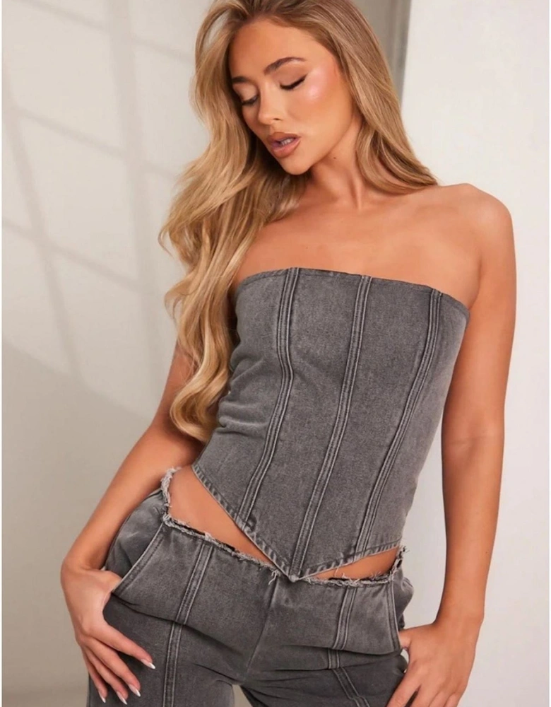 Brooke Slim Fit Denim Corset Top