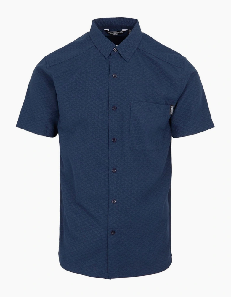 Regular Fit Collared Neck Short Sleeve Shirt with Chest Pocket