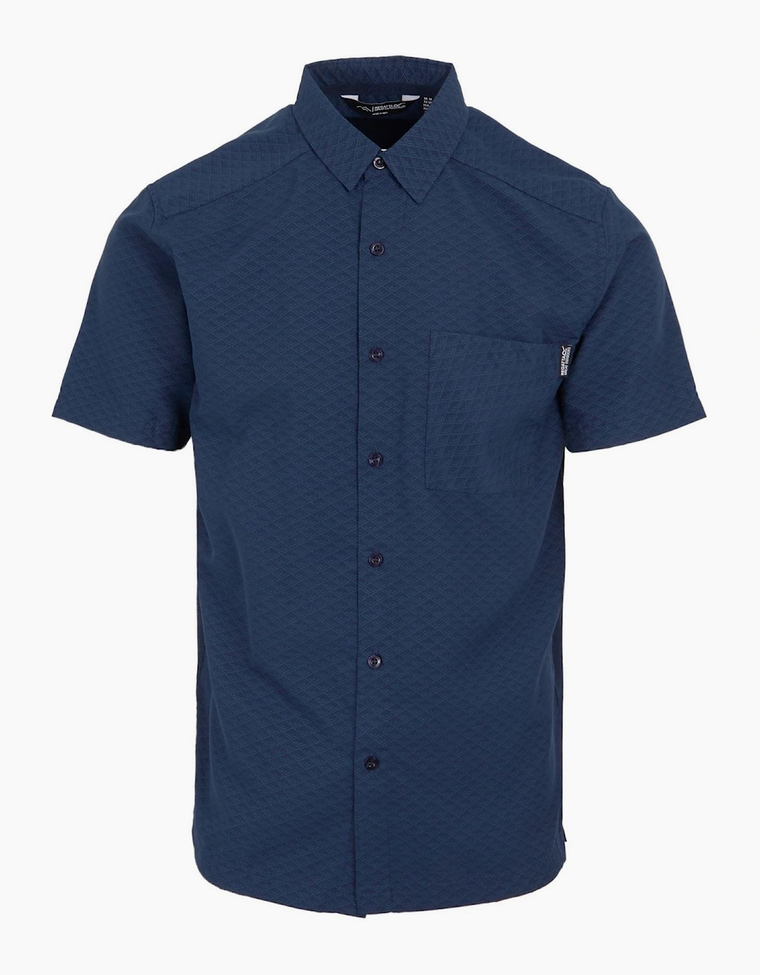 Regular Fit Collared Neck Short Sleeve Shirt with Chest Pocket