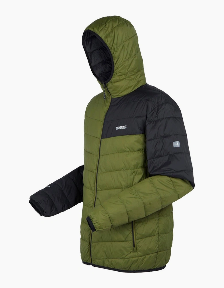 Hooded Puffer Jacket with Zipped Pocket and Printed Logo
