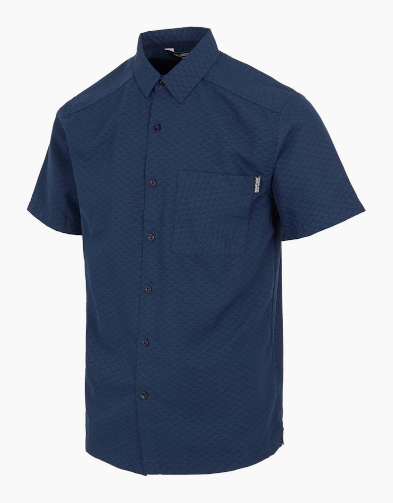 Regular Fit Collared Neck Short Sleeve Shirt with Chest Pocket