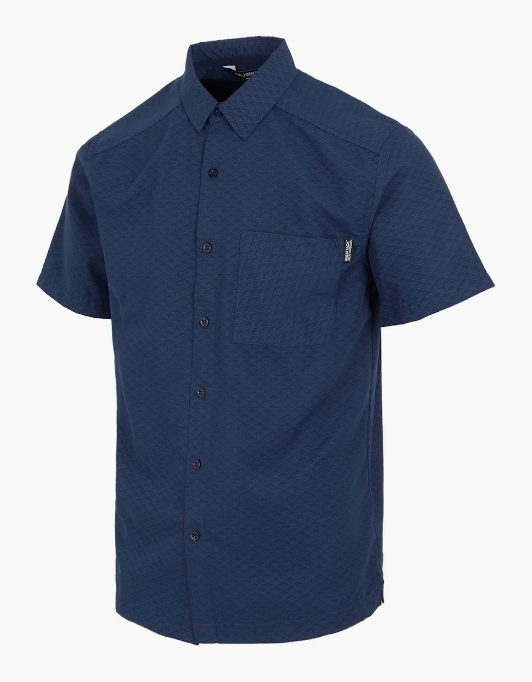 Regular Fit Collared Neck Short Sleeve Shirt with Chest Pocket