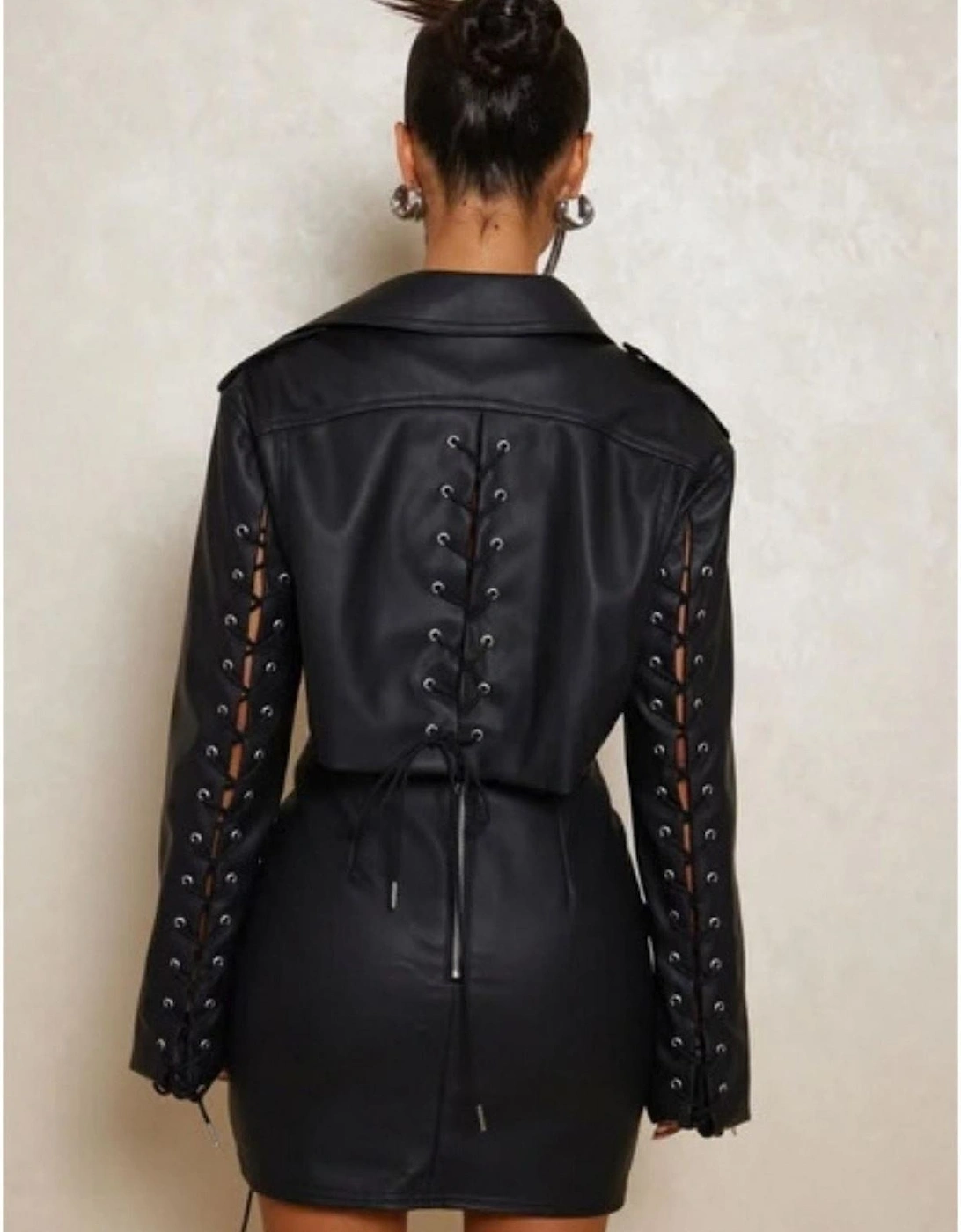 Lace Mini Leather Skirt
