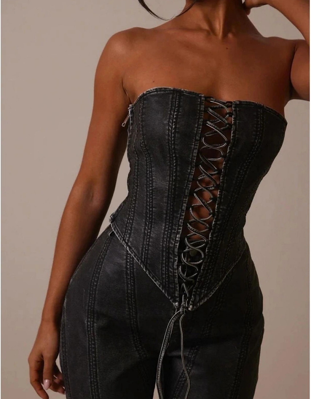 Stitched Detail Slim Fit Corset Top