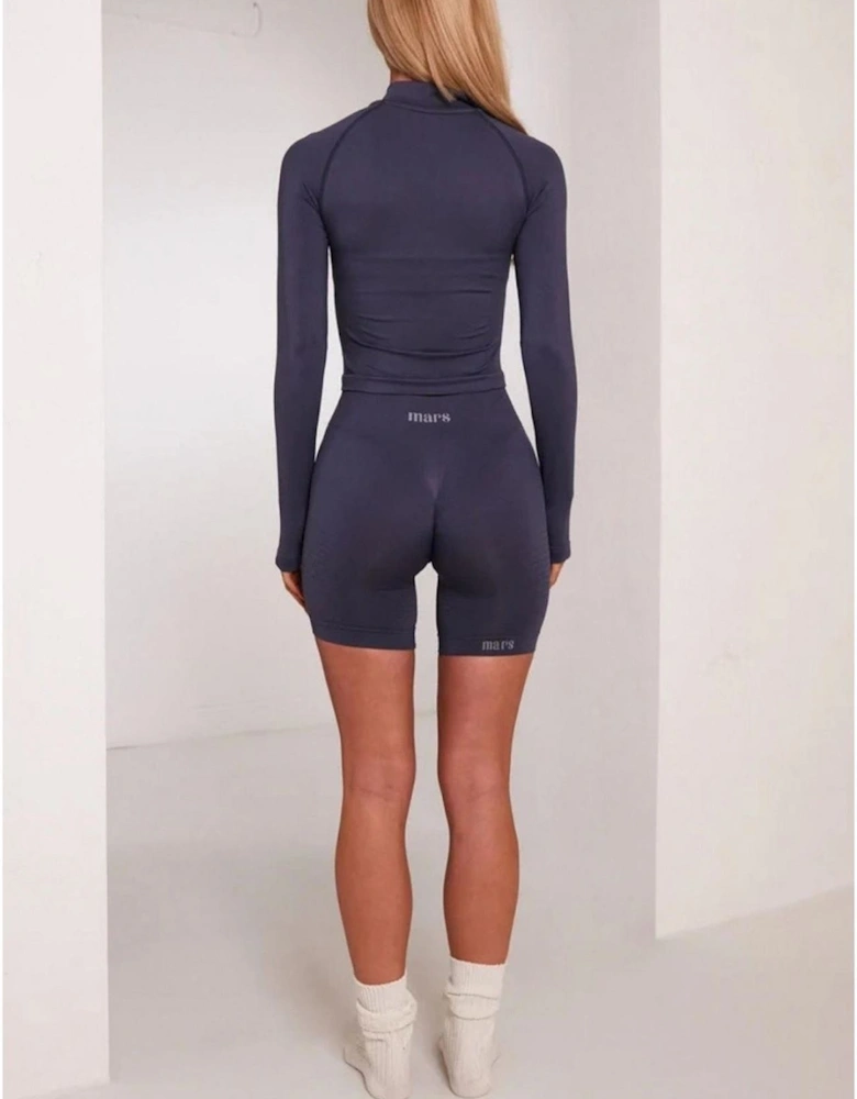 Seamless Logo Print Compression Fit Biking Shorts