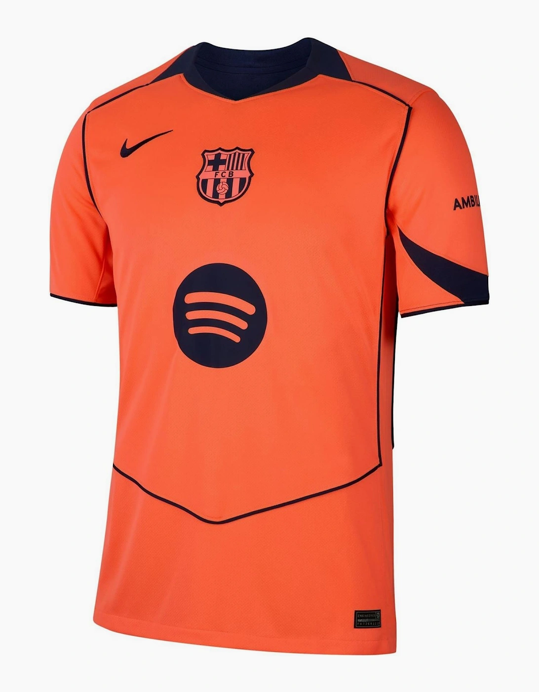 Nike Men's FC Barcelona V-Neck Short Sleeve Jersey T-Shirt - Orange Blue - Size: 2XL