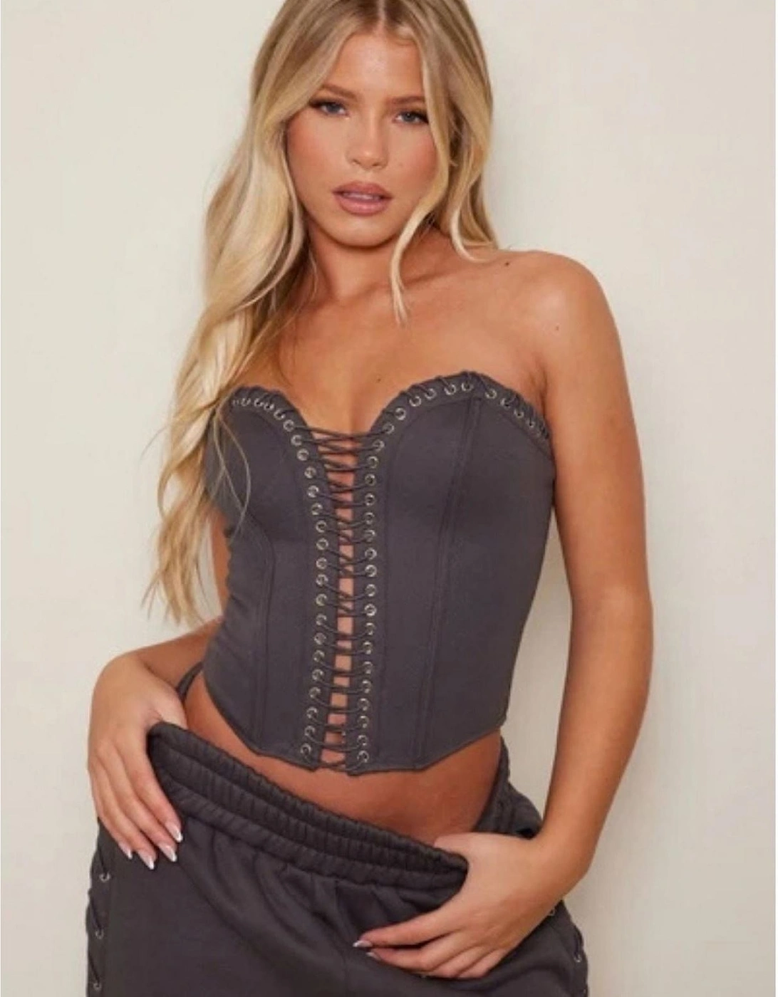 Lace Trim Sweetheart Neck Sleeveless Bustier Top