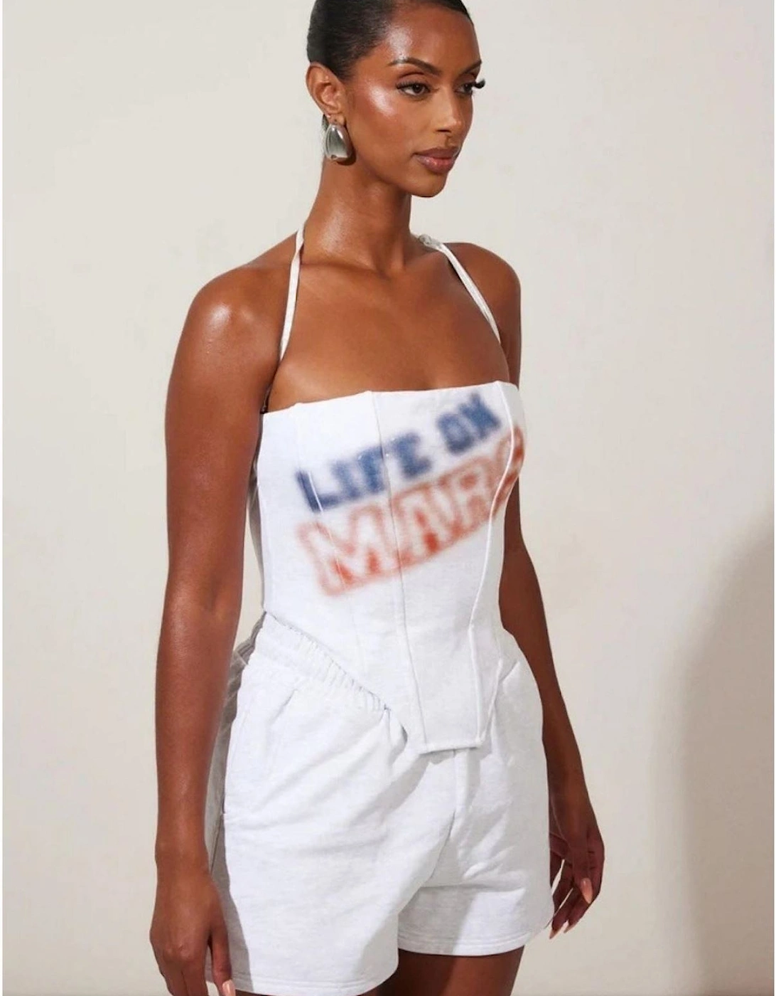 Mars Lettering Shorts with Elasticated Waistband