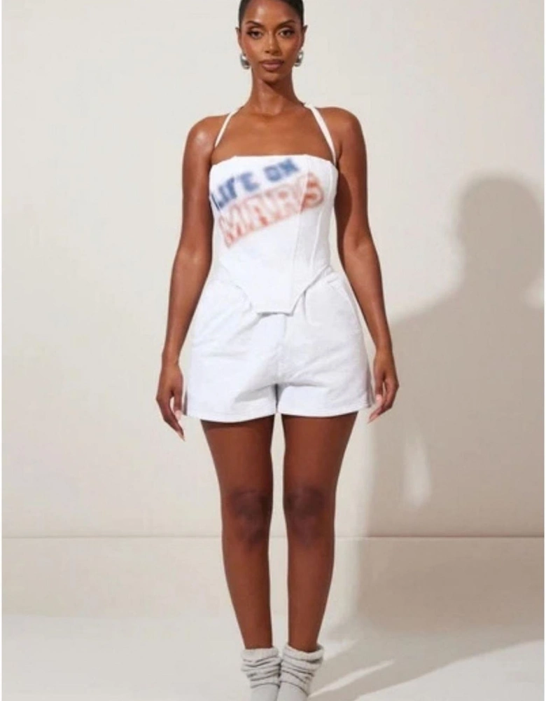 Mars Lettering Shorts with Elasticated Waistband