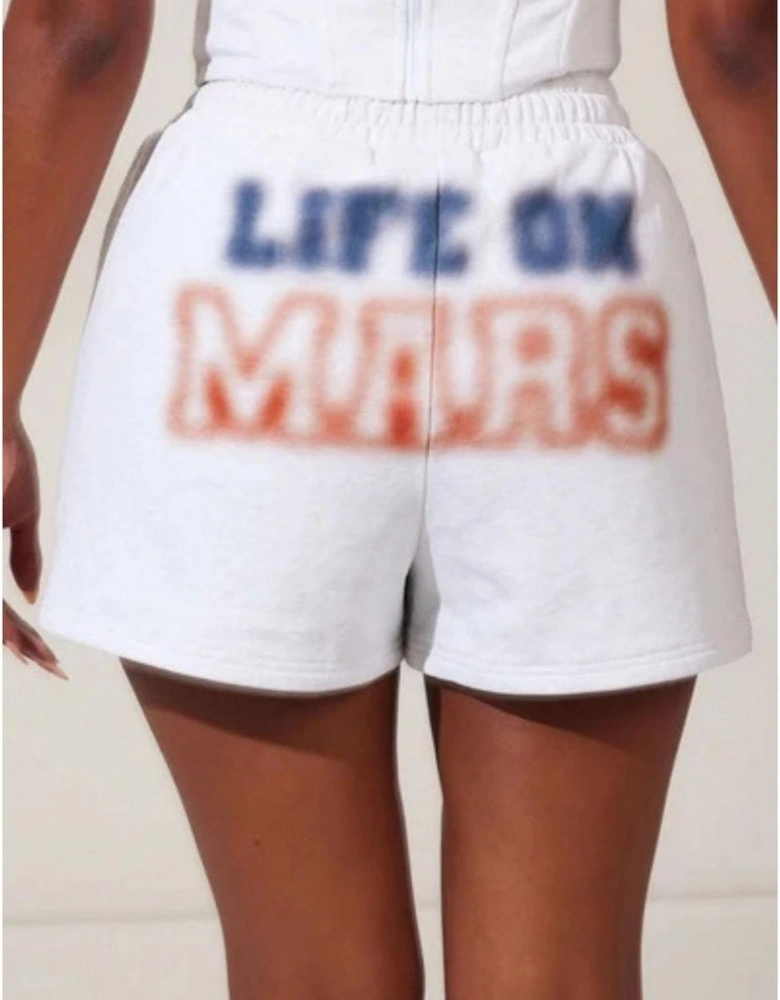 Mars Lettering Shorts with Elasticated Waistband