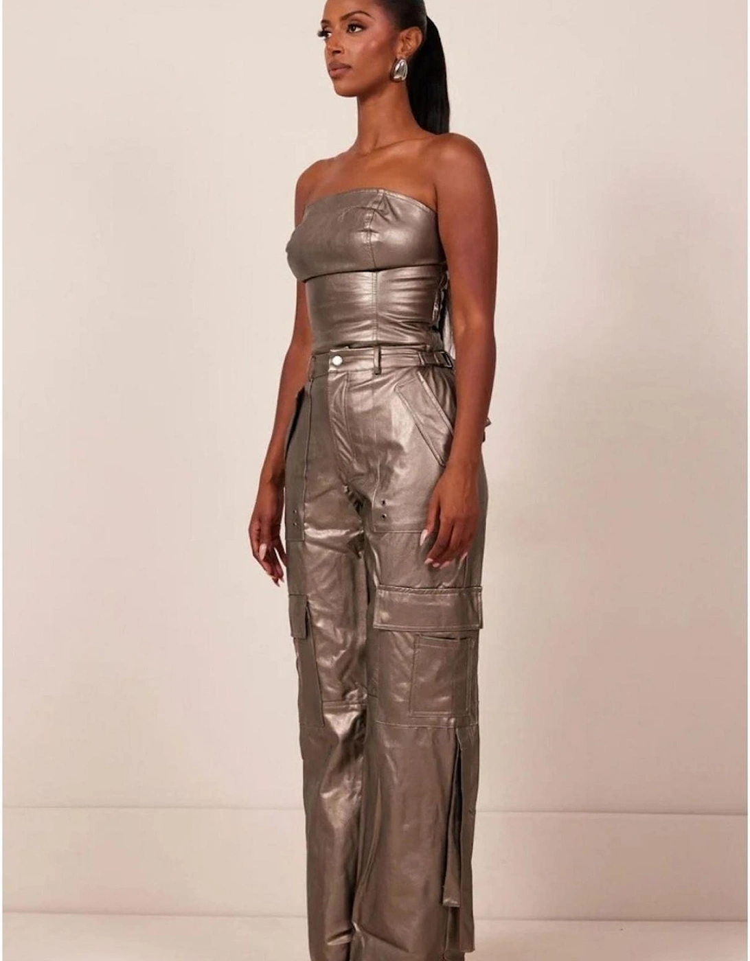 Zeda High Rise Wide Leg Solid Cargo Pants