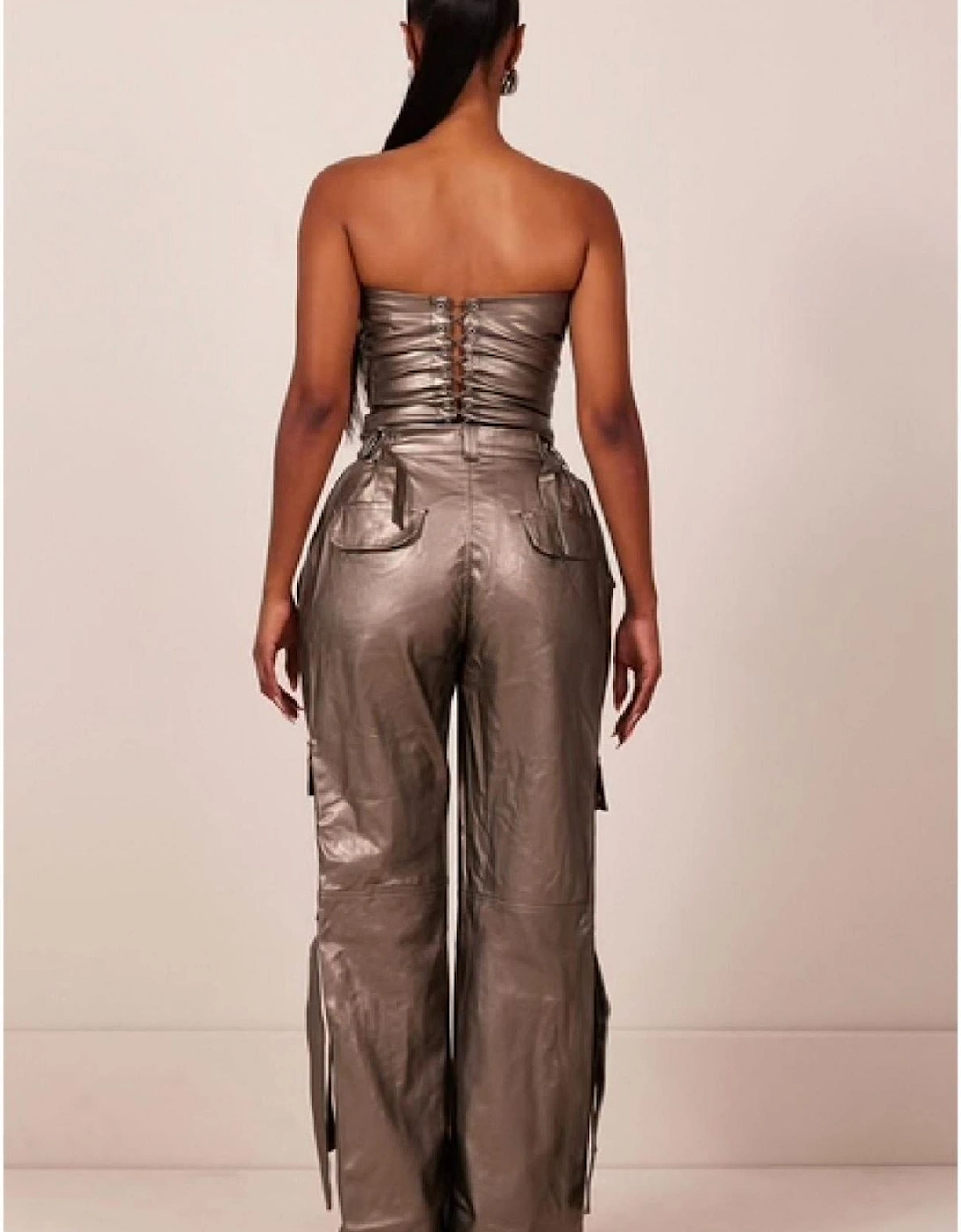 Zeda High Rise Wide Leg Solid Cargo Pants