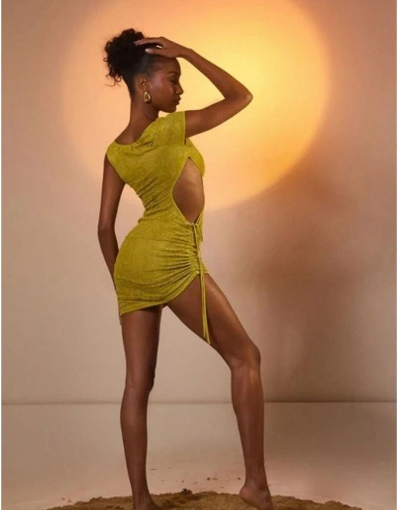 The Arlet Boat Neck Short Sleeve Cut-out Mini Bodycon Dress