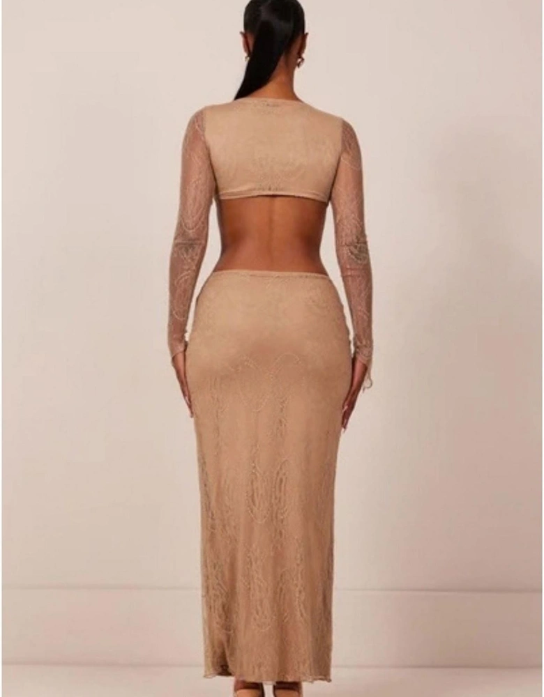 The Carmen Scoop Neck Long Sleeve Maxi Bodycon Dress