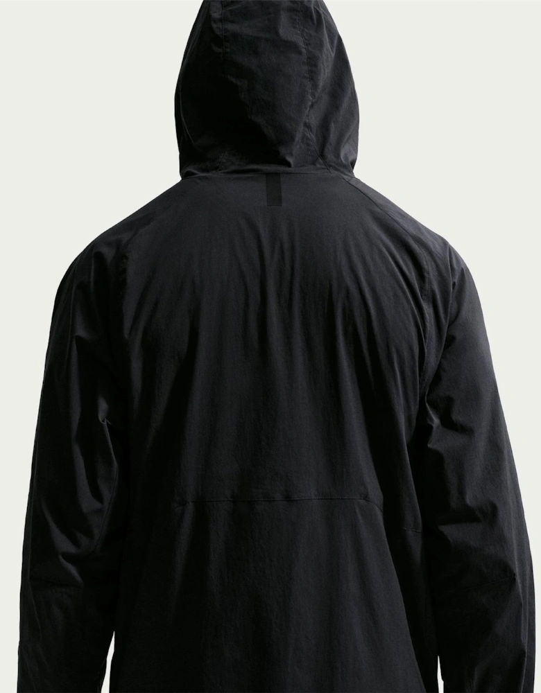 Hooded Windbreaker with Arm Print and Printed Logo