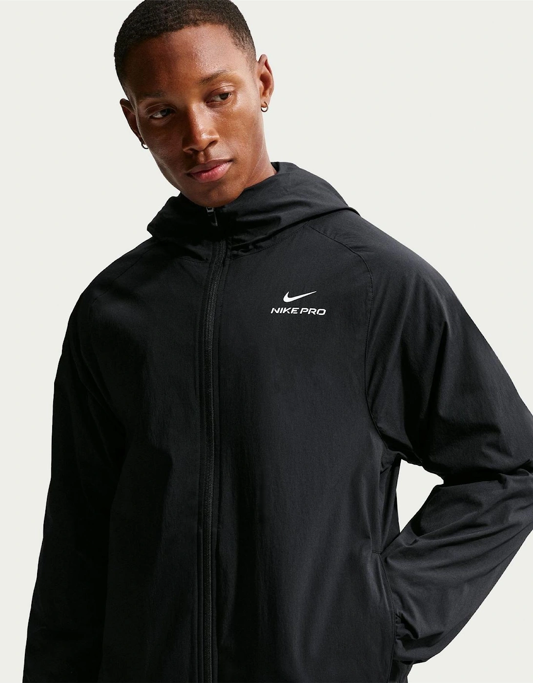 Hooded Windbreaker with Arm Print and Printed Logo