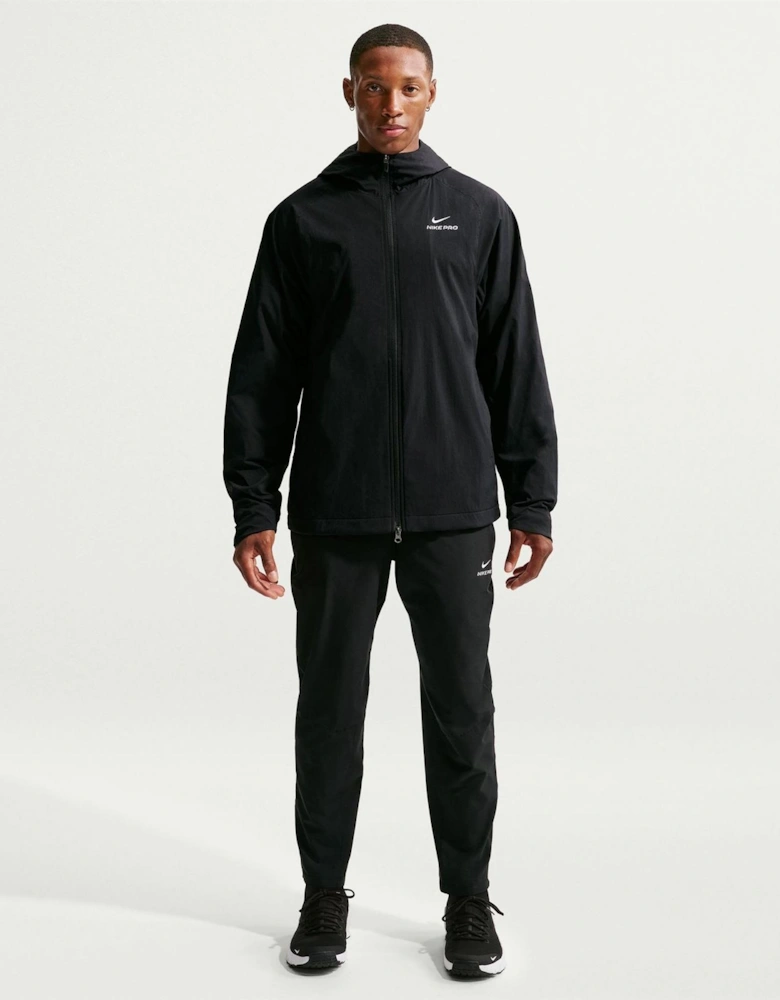 Hooded Windbreaker with Arm Print and Printed Logo