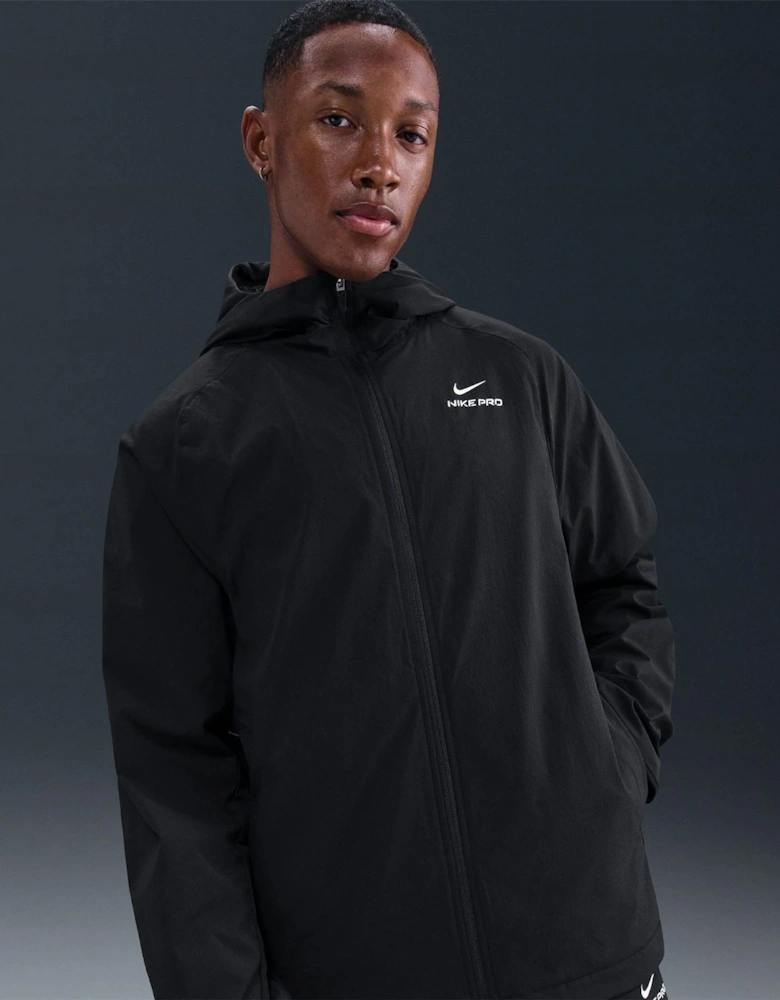 Hooded Windbreaker with Arm Print and Printed Logo