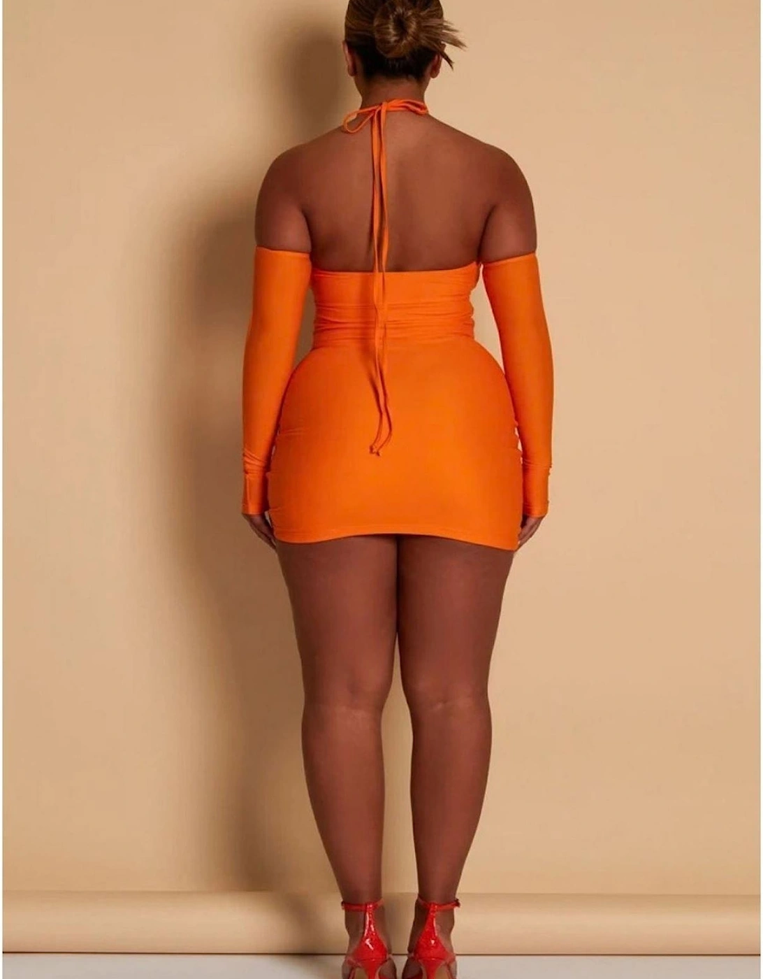 Sleeveless Ruched Cut-out Mini Bodycon Dress