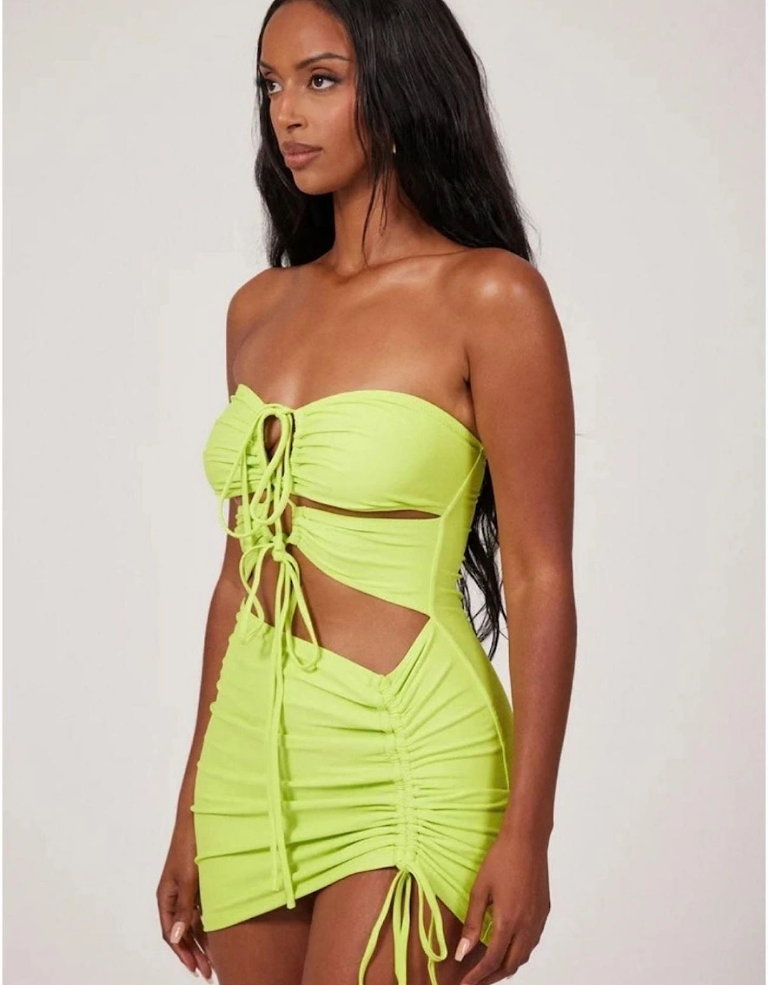 Sleeveless Ruched Cut-out Mini Bodycon Dress