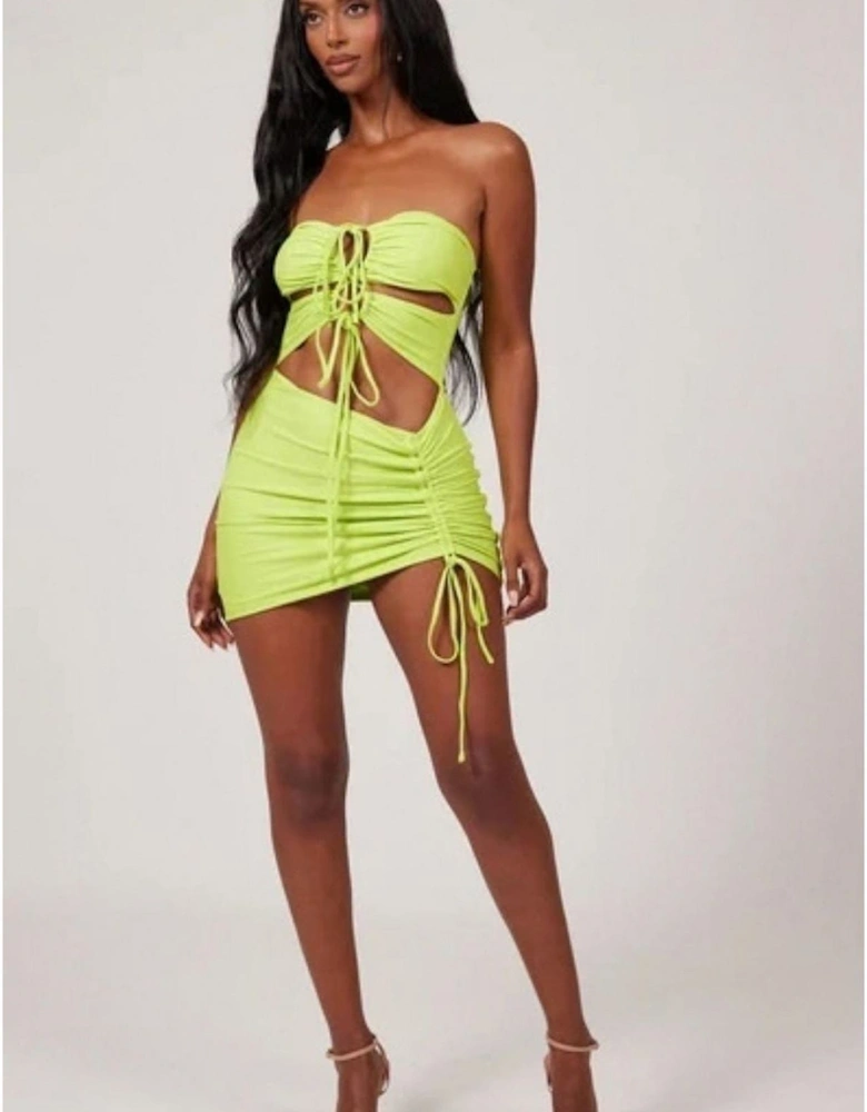 Sleeveless Ruched Cut-out Mini Bodycon Dress