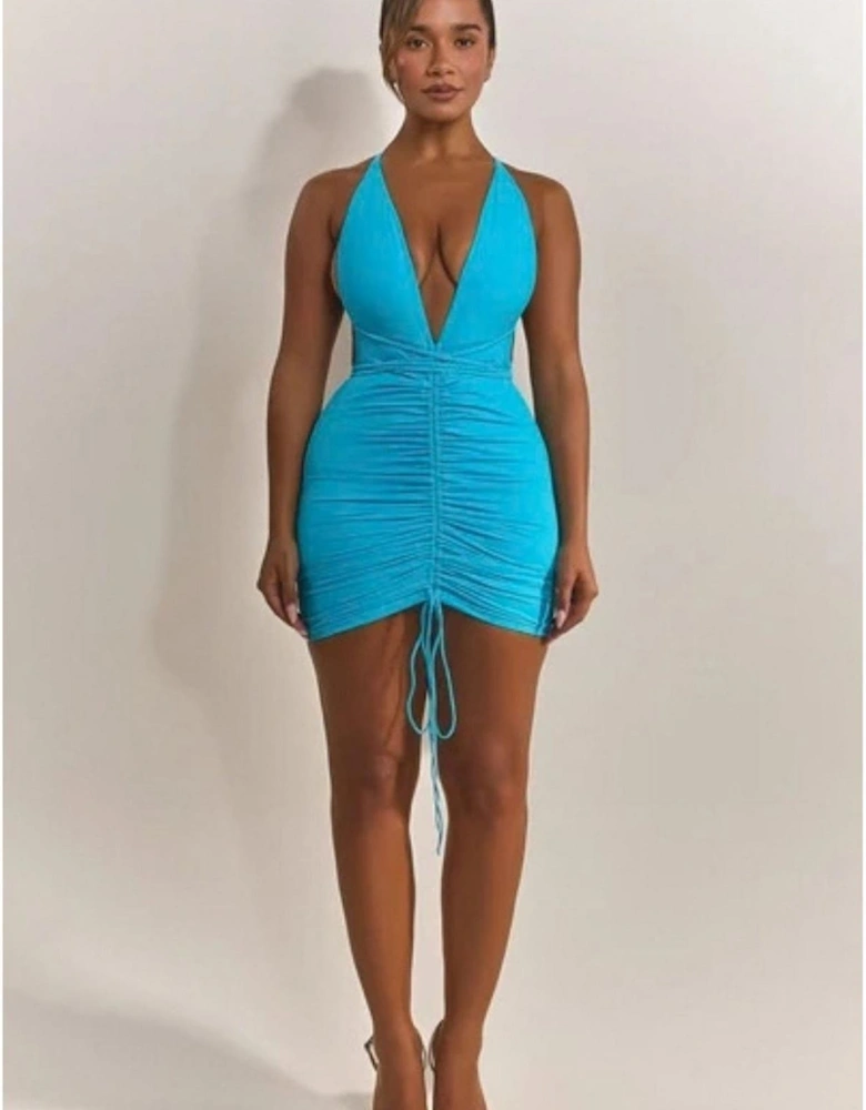 The Waterfall Plunging Neck Sleeveless Mini Bodycon Dress