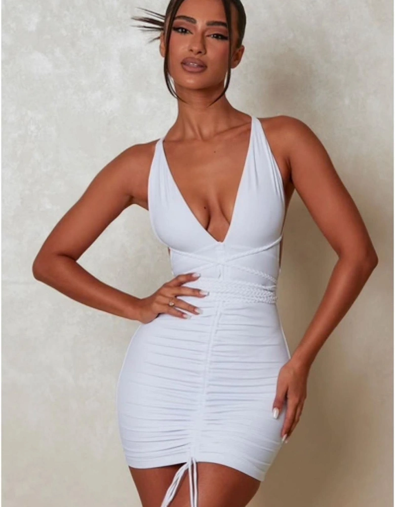 The Waterfall Plunging Neck Sleeveless Mini Bodycon Dress