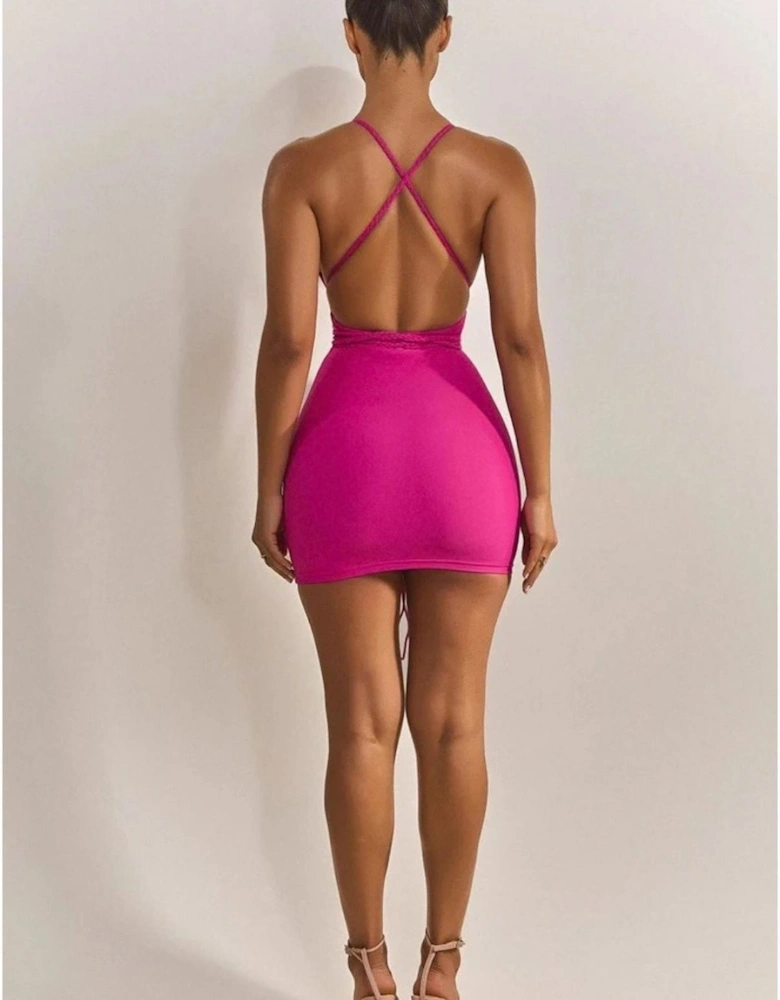 The Waterfall Plunging Neck Sleeveless Mini Bodycon Dress