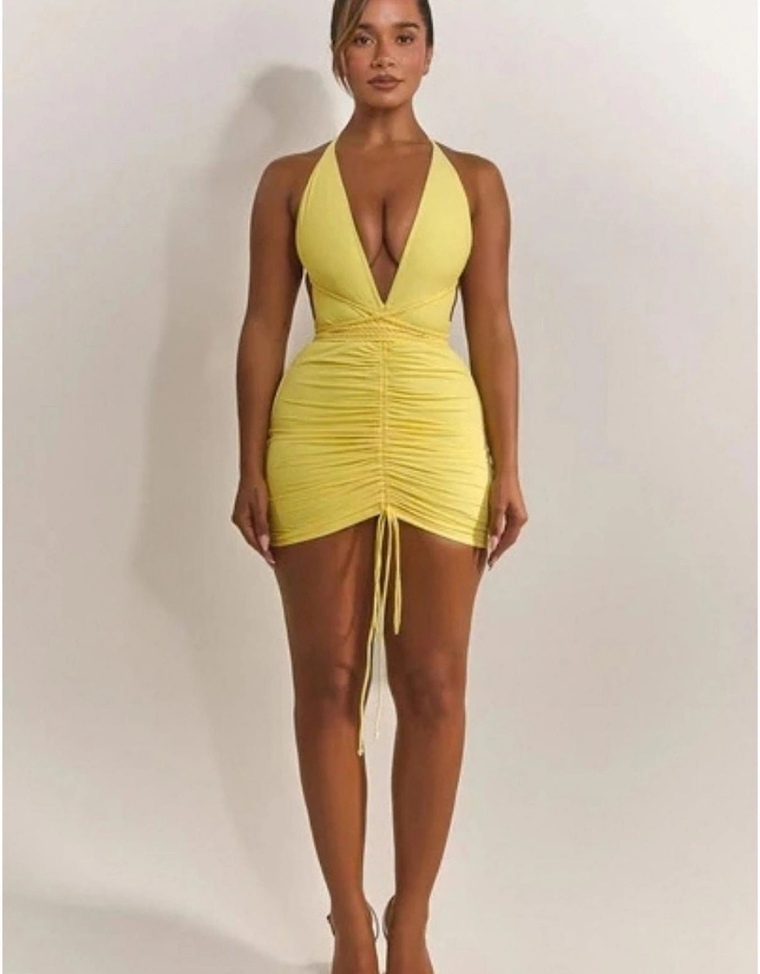 The Waterfall Plunging Neck Sleeveless Mini Bodycon Dress