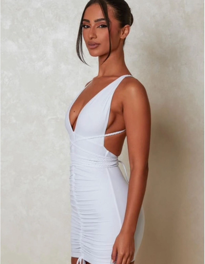 The Waterfall Plunging Neck Sleeveless Mini Bodycon Dress