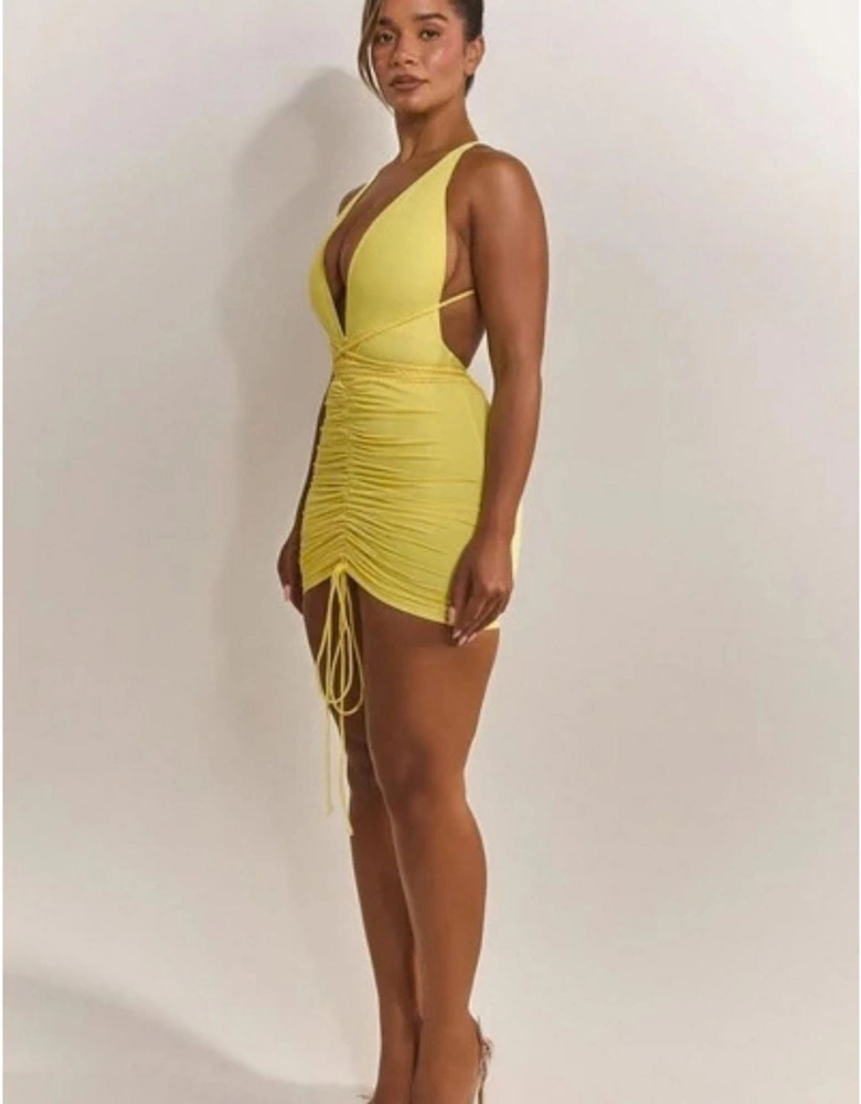 The Waterfall Plunging Neck Sleeveless Mini Bodycon Dress