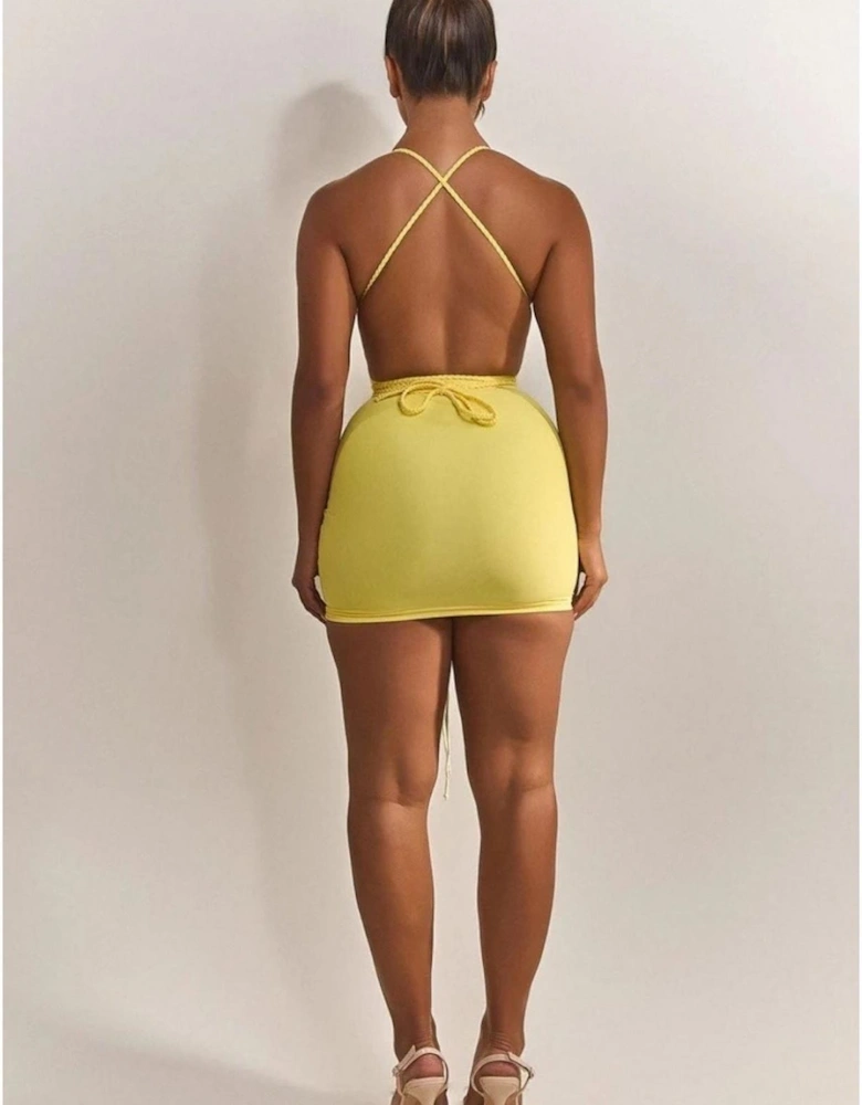 The Waterfall Plunging Neck Sleeveless Mini Bodycon Dress