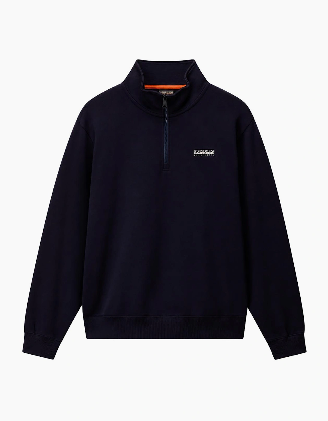 Napapijri Men's Small Box Logo Navy Quarter Zip Sweatshirt - Size: 40
