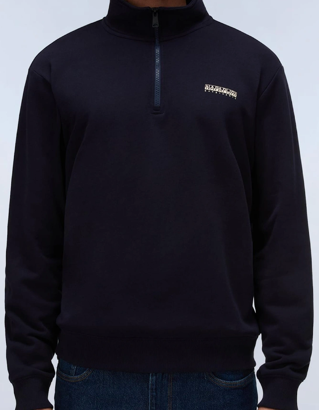 Small Box Logo Navy Quarter Zip Sweatshirt