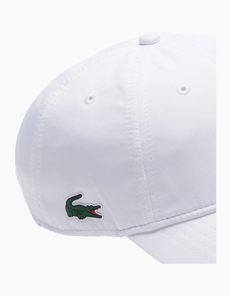 Lacoste Sport Lightweight Diamond Taffeta Baseball Cap White