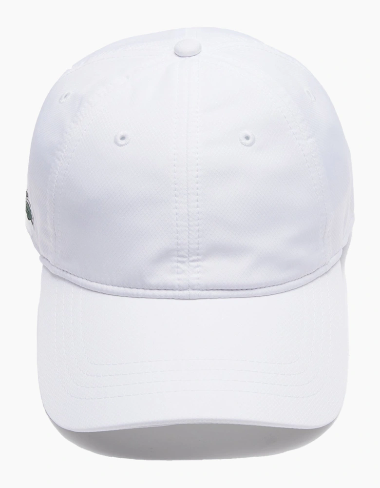 Lacoste Sport Lightweight Diamond Taffeta Baseball Cap White