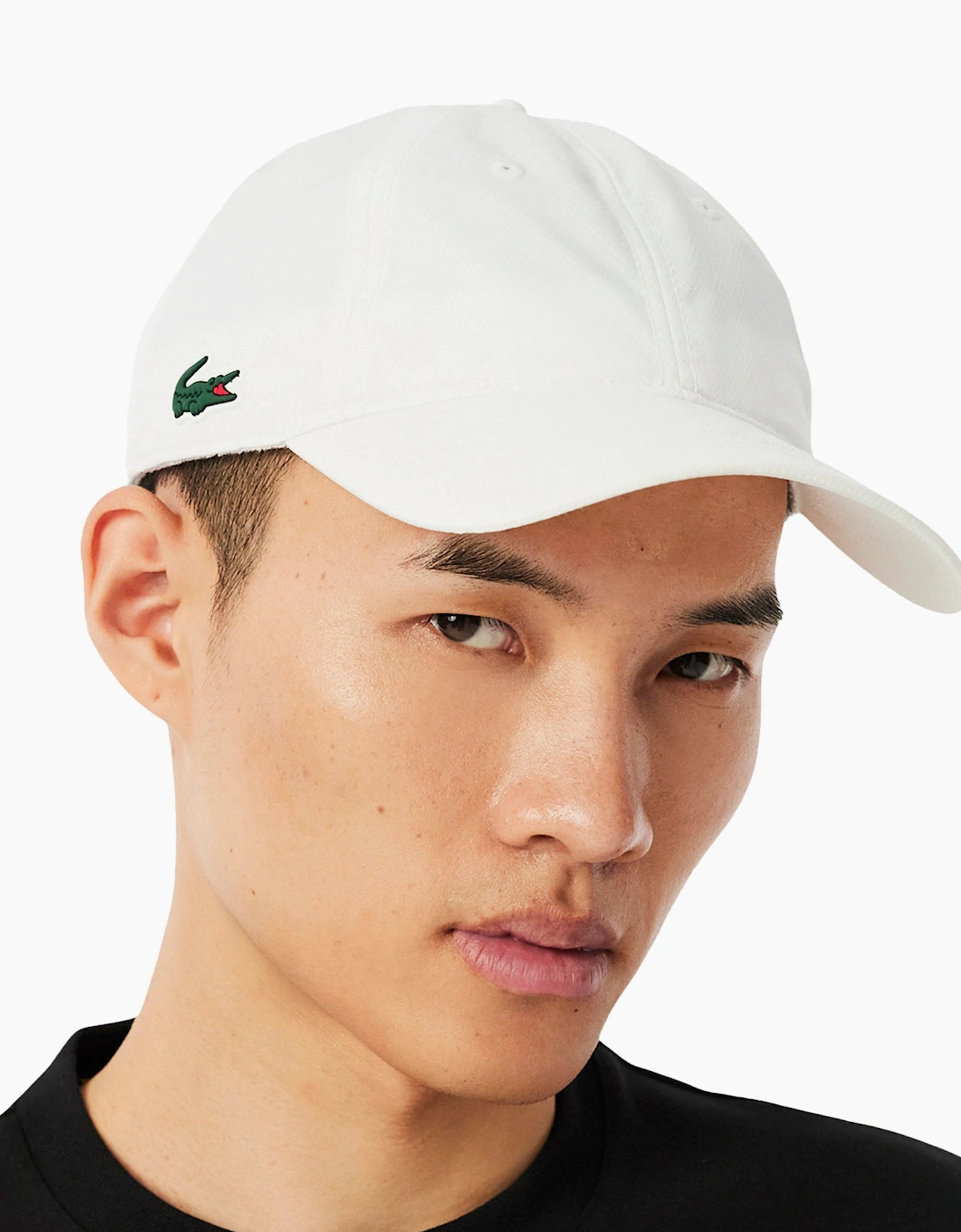 Lacoste Sport Lightweight Diamond Taffeta Baseball Cap White