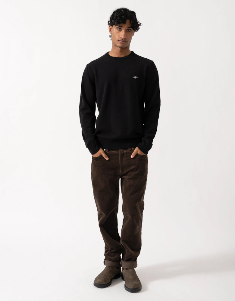 GANT Mens Superfine Lambswool Crew Neck Sweater - 5 Black