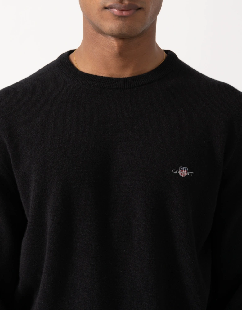 GANT Mens Superfine Lambswool Crew Neck Sweater - 5 Black