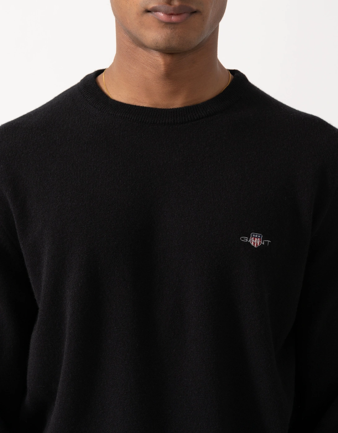 GANT Mens Superfine Lambswool Crew Neck Sweater - 5 Black
